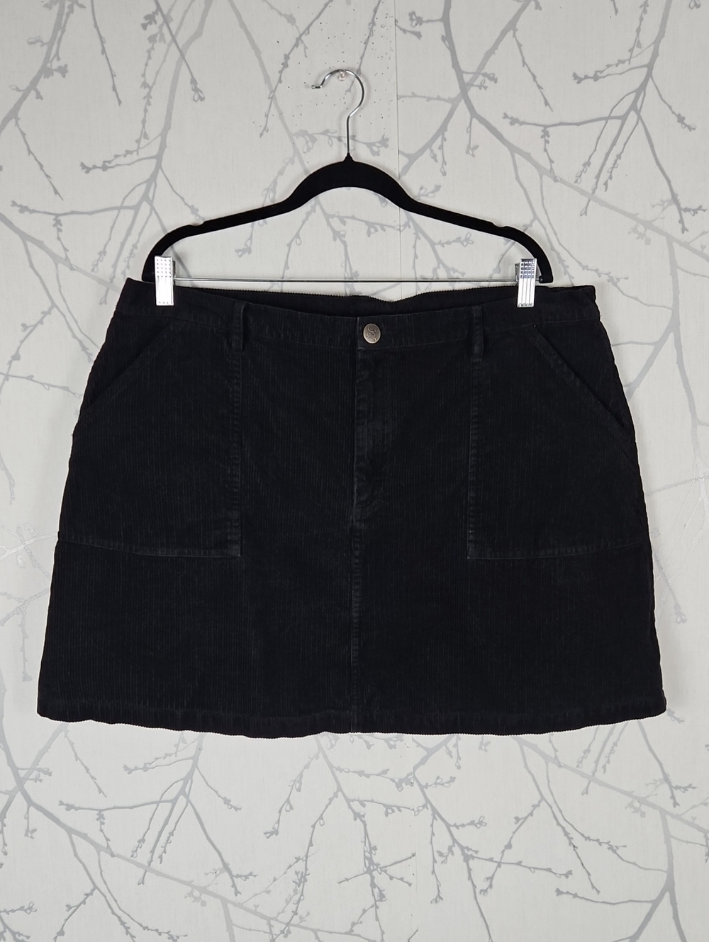 Lucy & Yak Black Organic Cotton Corduroy Mini Skirt